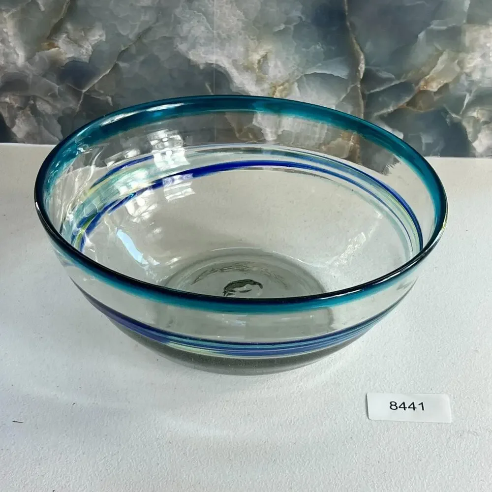 Mexican Hand Blown Art Large Bowl 4